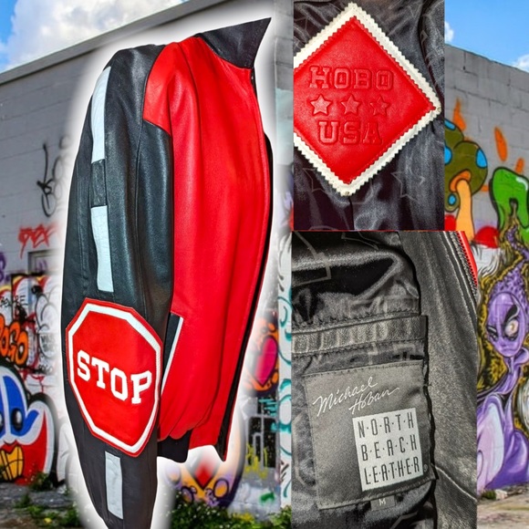 💎ViNTaGe 💎 MiCHaeL HoBan Stop SiGN 🛑🪧 JaCKet 🧥  ⚫️🔴 - Picture 4 of 4